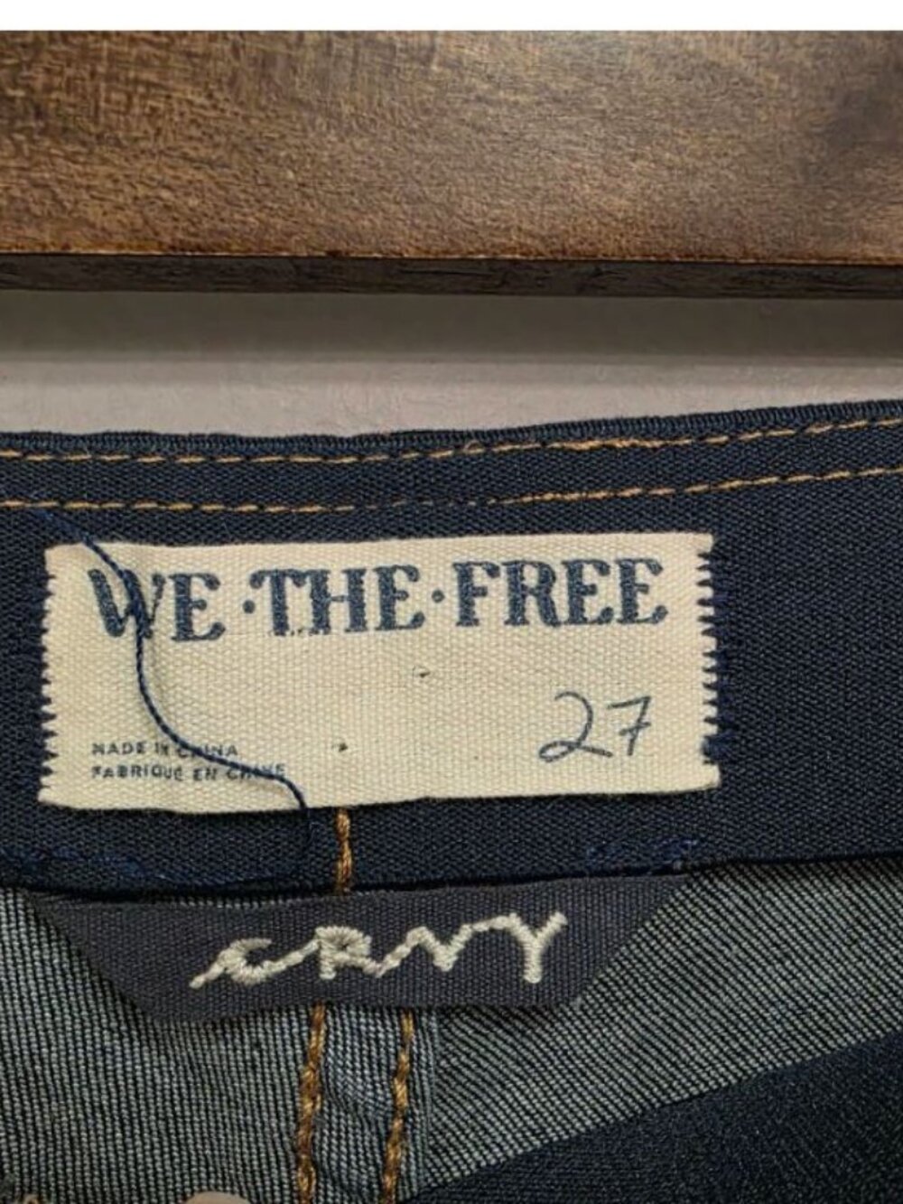 We The Free Curvy Last Dance Jeans Low Rise Flare Dark Wash Raw Hem Pull On - Picture 11 of 14
